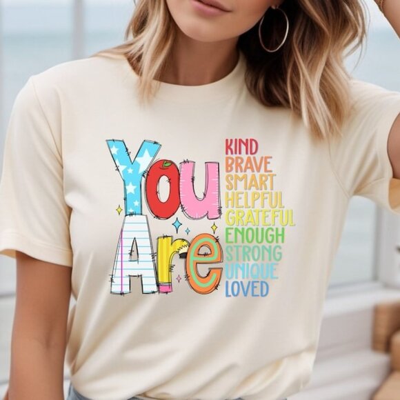 Gildan Other - You are Kind Loved Brave Enough Sand Color Shirt